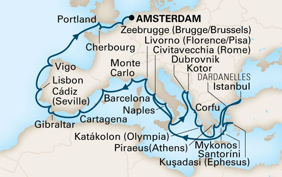 Rome to Amsterdam Apr17 Holland America Line