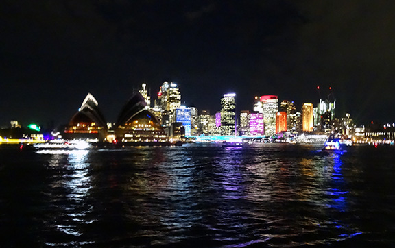 View of the Opera House from the FirstClass.com.au Vivid Cruise